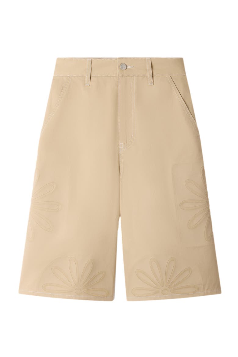 Cotton Bermudas with flower details, Alternate, color, Beige