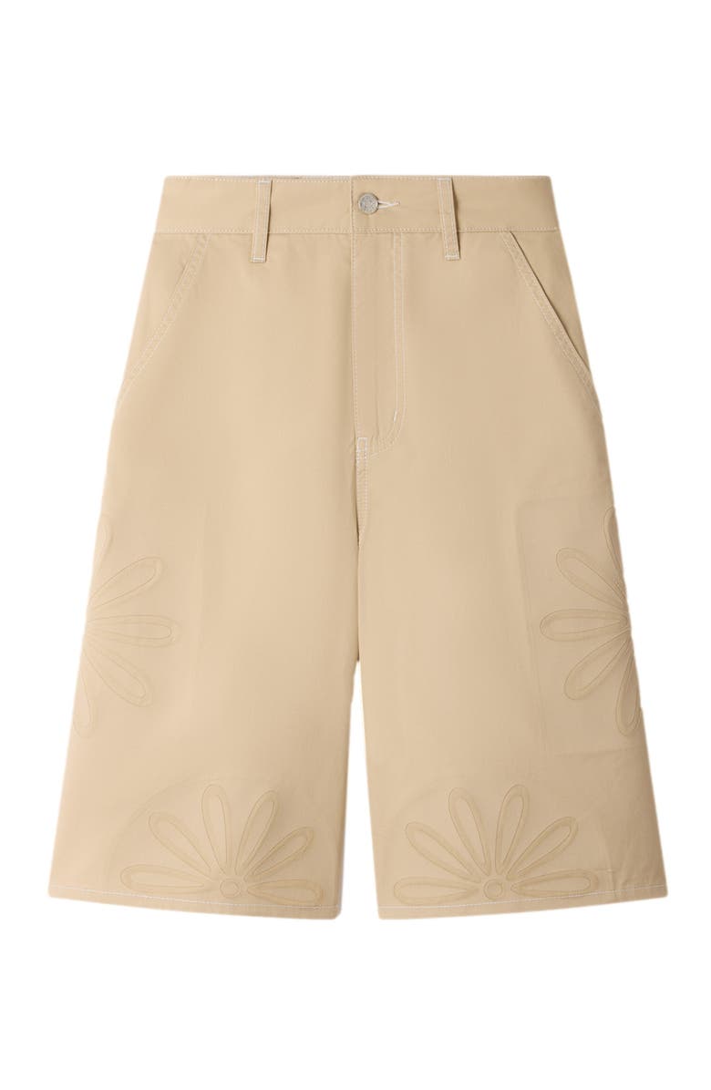 SANDRO Cotton Bermudas with cutout flowers, Alternate, color, Beige
