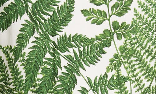Oscar De La Renta Placed Fern Print Wool Blend A-line Dress In Green