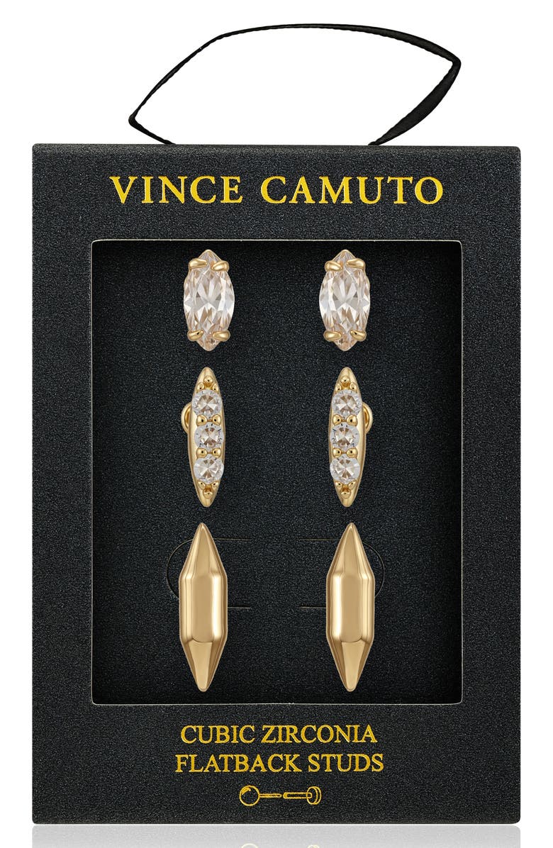 Vince Camuto Set of 3 Assorted Stud Earrings, Alternate, color, Gold