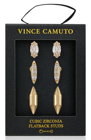 Vince Camuto Set Of 3 Assorted Stud Earrings In Gold
