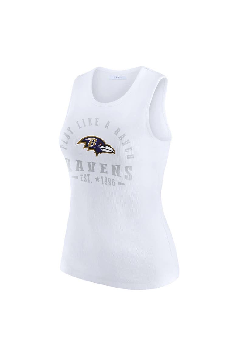 Women's WEAR by Erin Andrews  White Baltimore Ravens Ribbed Graphic Tank Top, Alternate, color, White