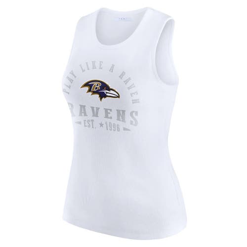 Wear By Erin Andrews White Baltimore Ravens Ribbed Graphic Tank Top In White