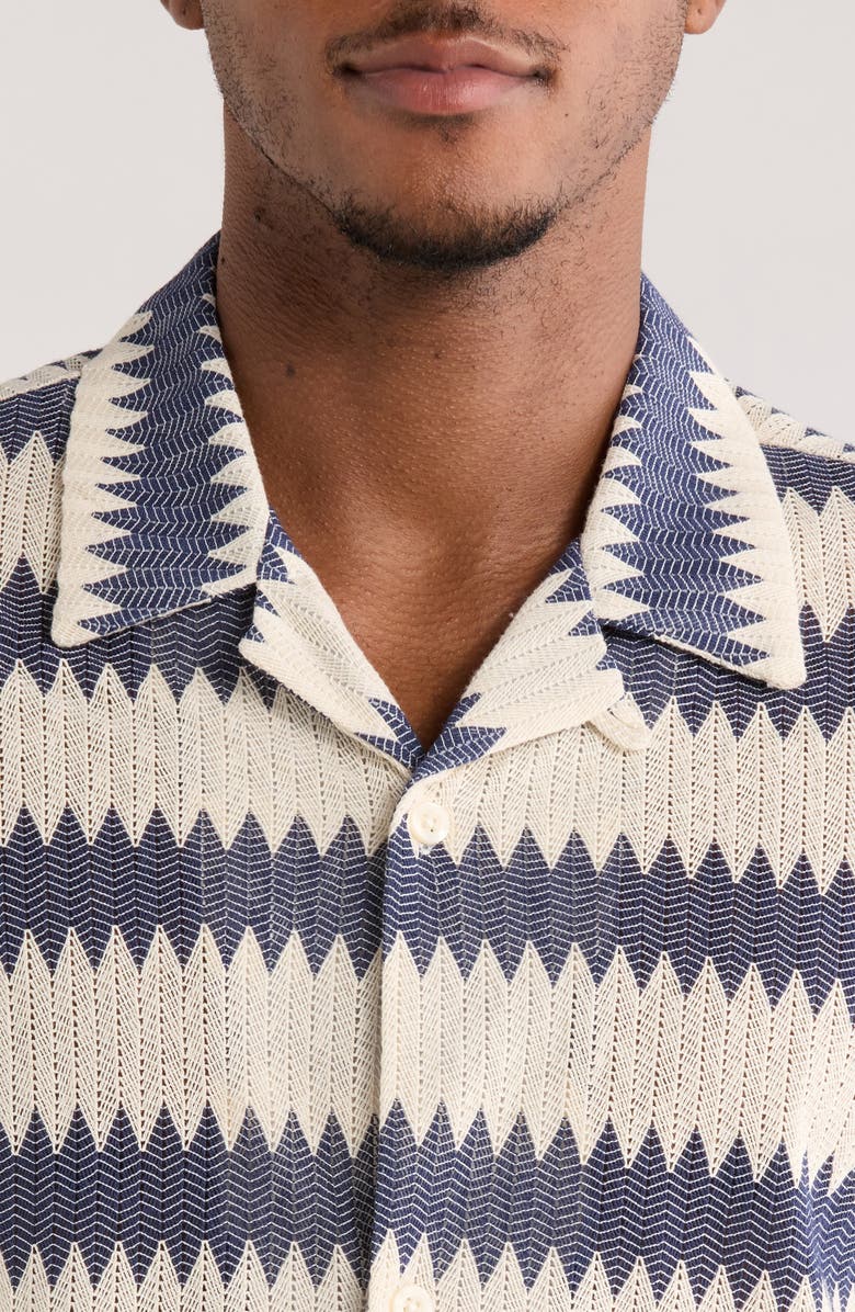 PacSun Stripe Textured Cotton Blend Camp Shirt, Alternate, color, 