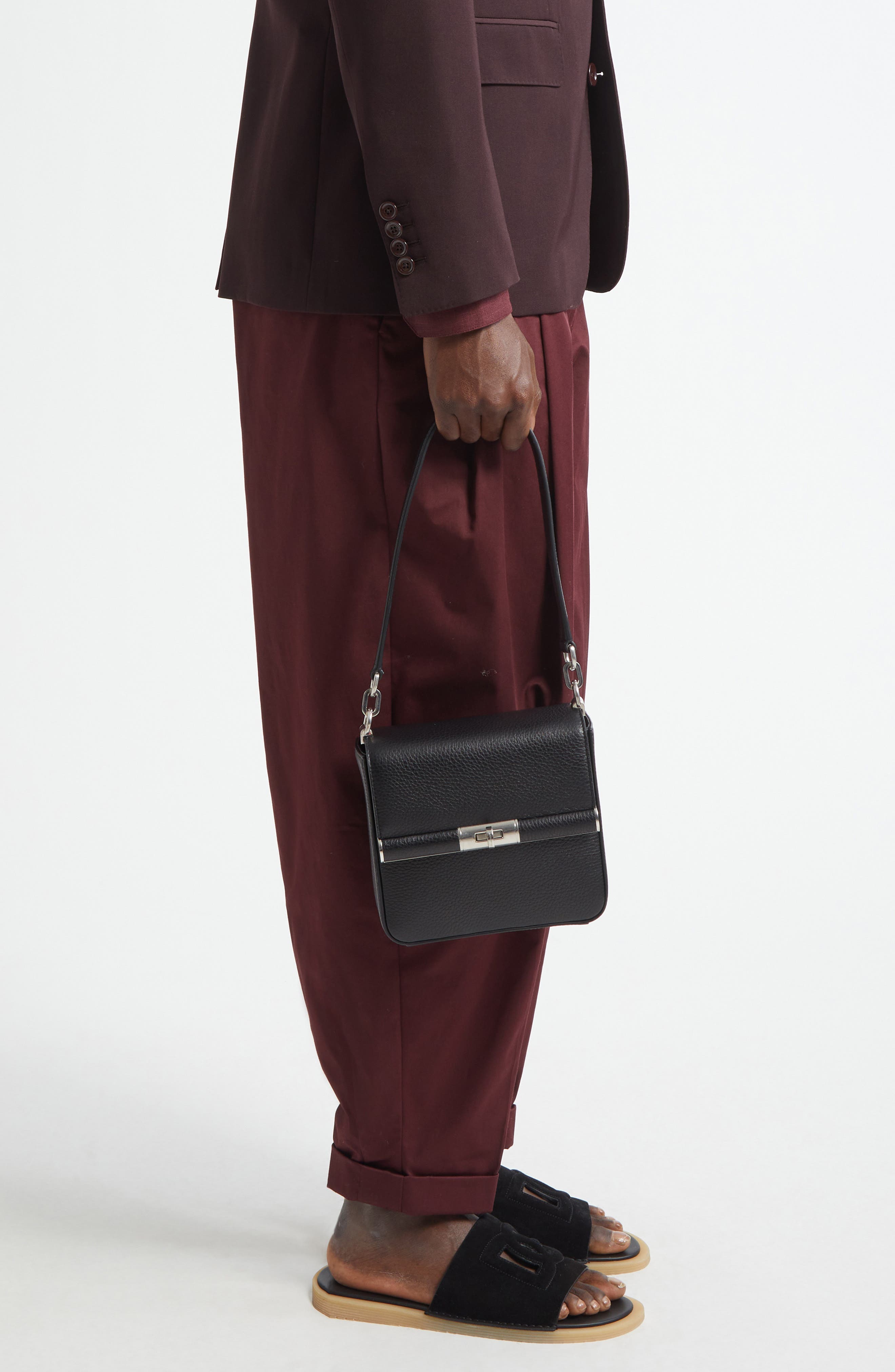 Dolce&Gabbana Marlene Leather Shoulder Bag, Alternate, color, Black