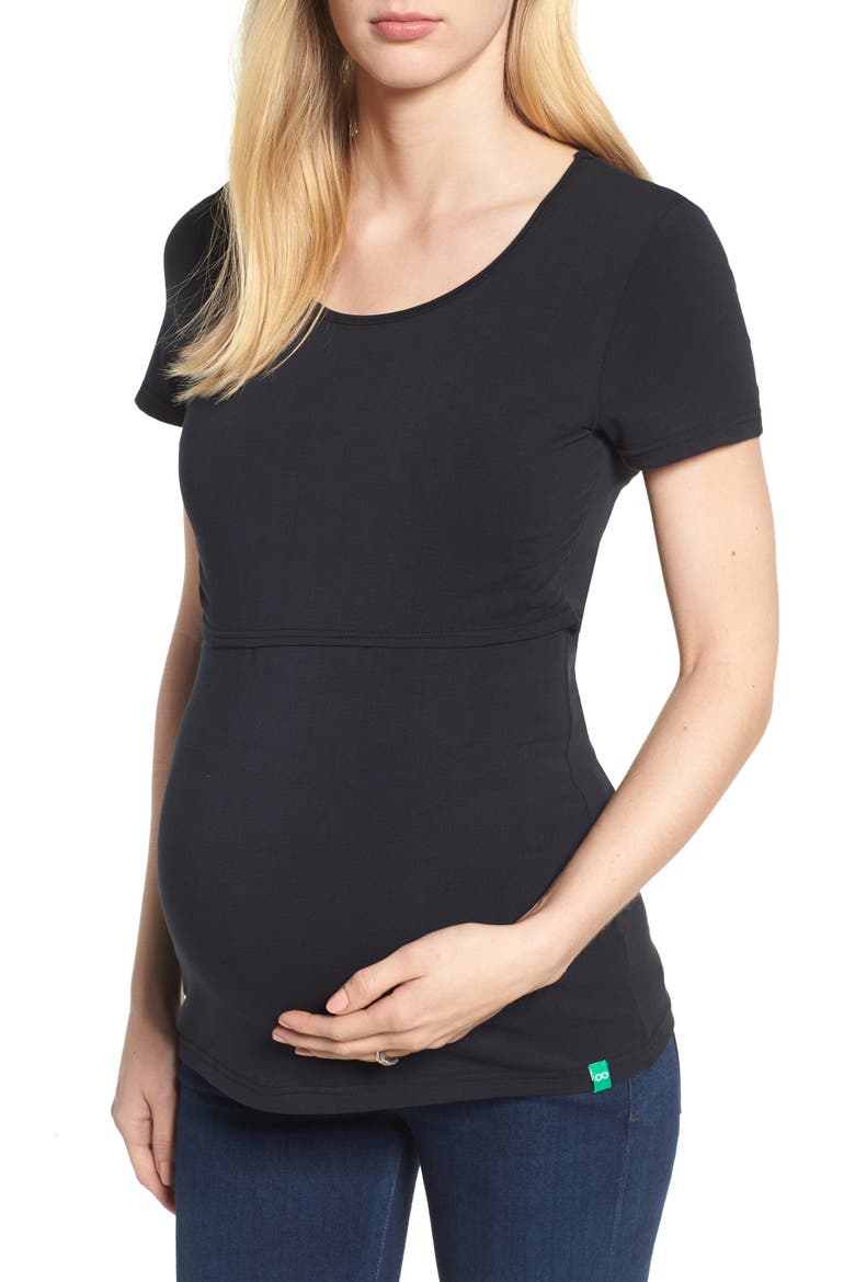 Maternity/Nursing Tee, Main, color, BLACK