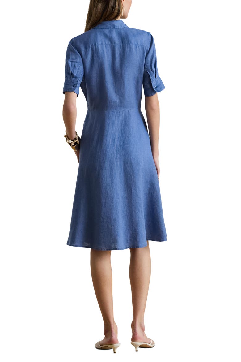 Tie Waist Linen Shirtdress, Alternate, color, CARSON BLUE