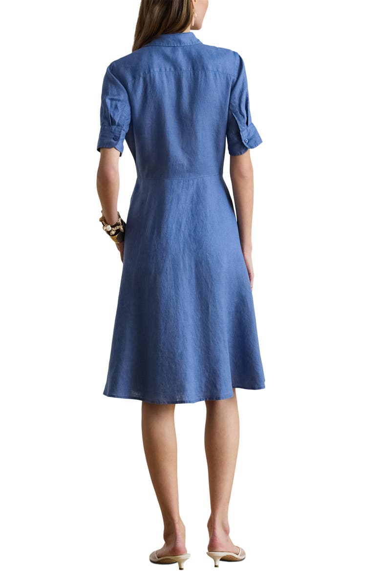 Lauren Ralph Lauren Tie Waist Linen Shirtdress, Alternate, color, Carson Blue