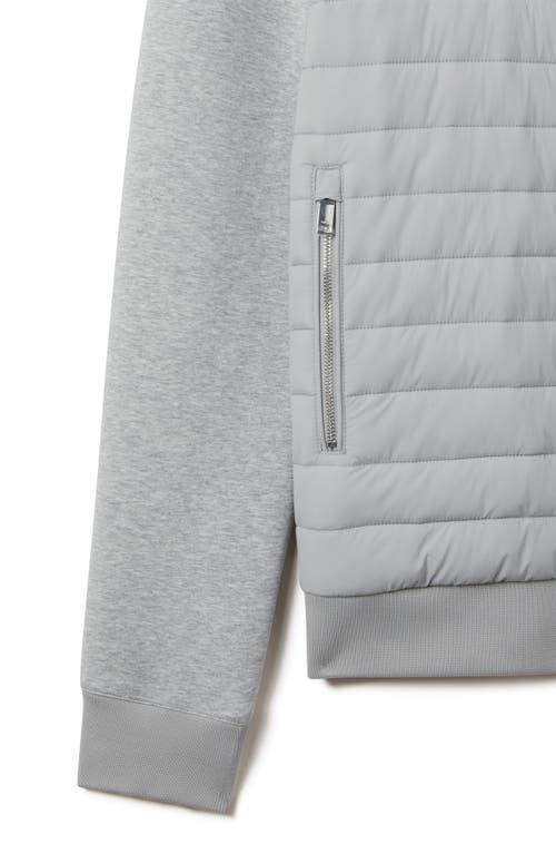 Reiss Freddie Cotton Blend Interlock Quilted Full Zip Jacket In Soft Grey Melange