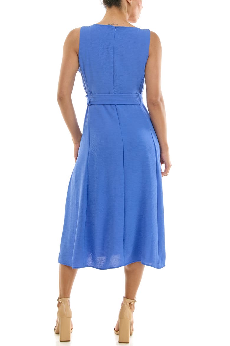 Square Neck Sleeveless Belted Midi Dress, Alternate, color, BLUE VIOLET