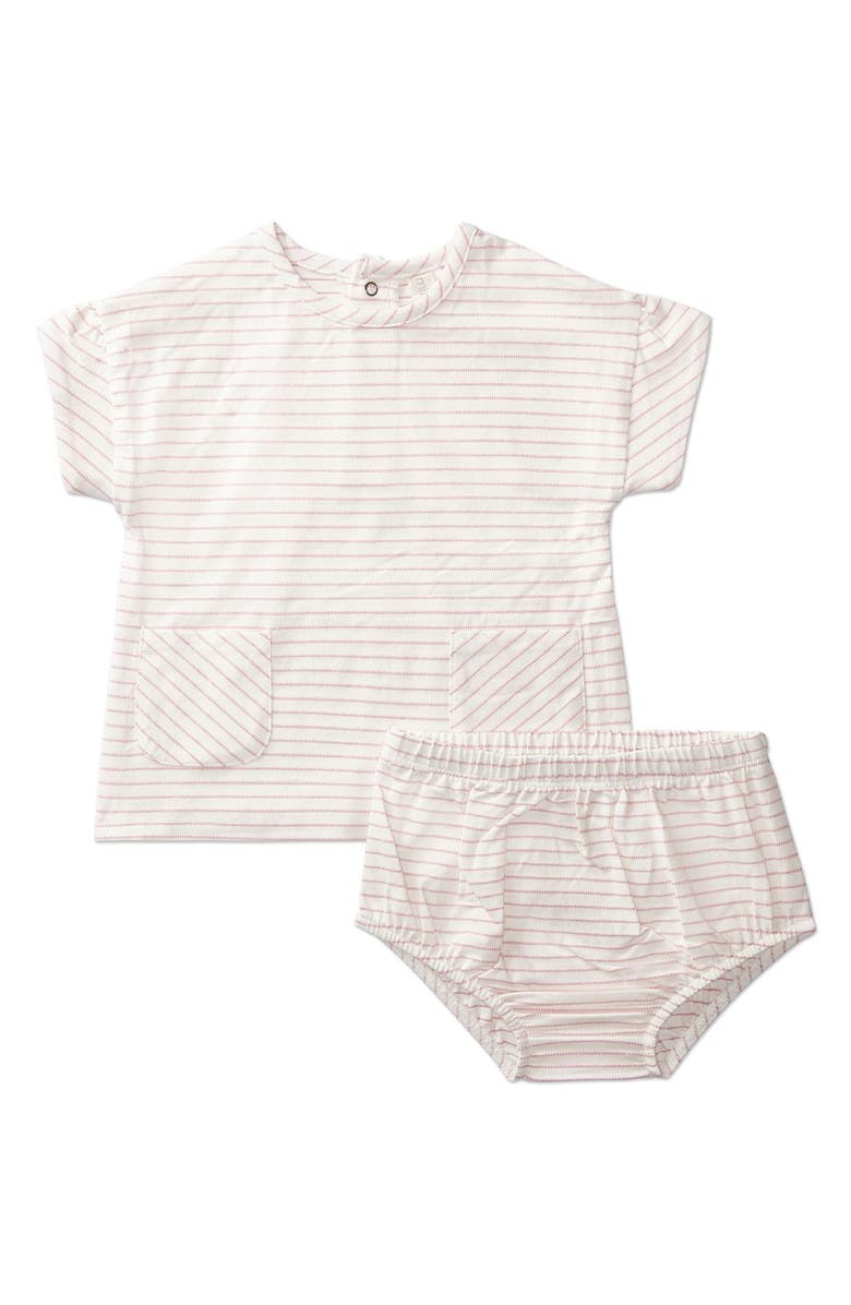 MiniMoi 2 Piece Set Baby Girls "Tiny Stripe" Stretch Cotton Top and Bloomers, Main, color, Pink
