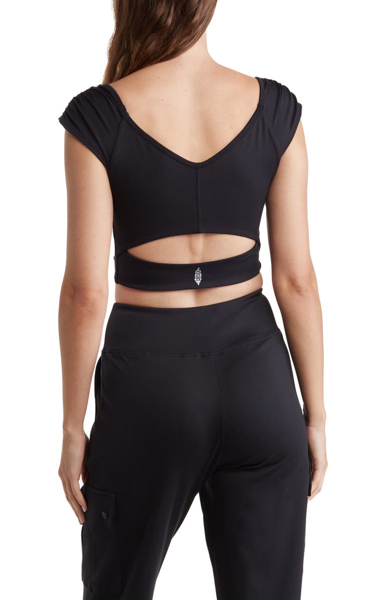 Free People Breathe Deeper Crop Top, Alternate, color, Black