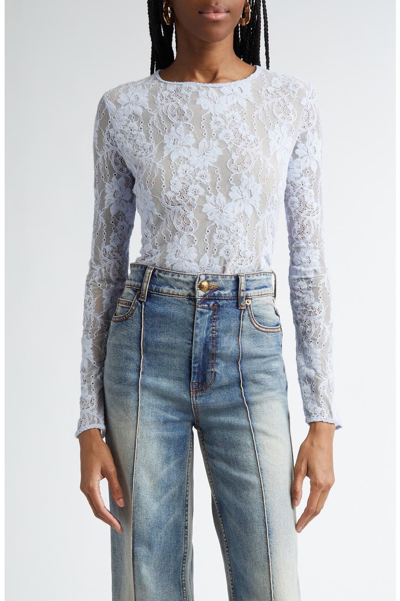 Lace Bodysuit, Main, color, LIGHT BLUE
