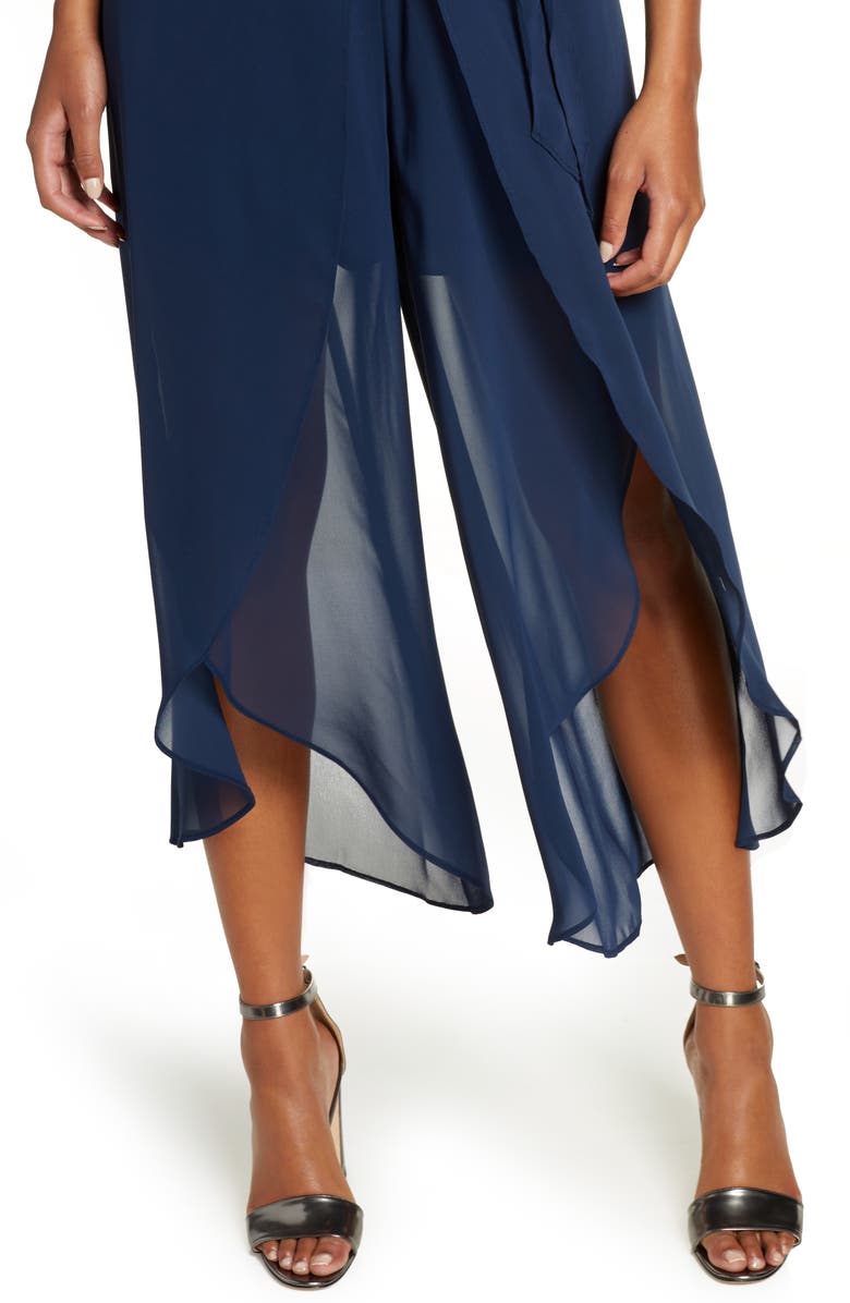 Vince Camuto Chiffon Crop Jumpsuit, Alternate, color, 