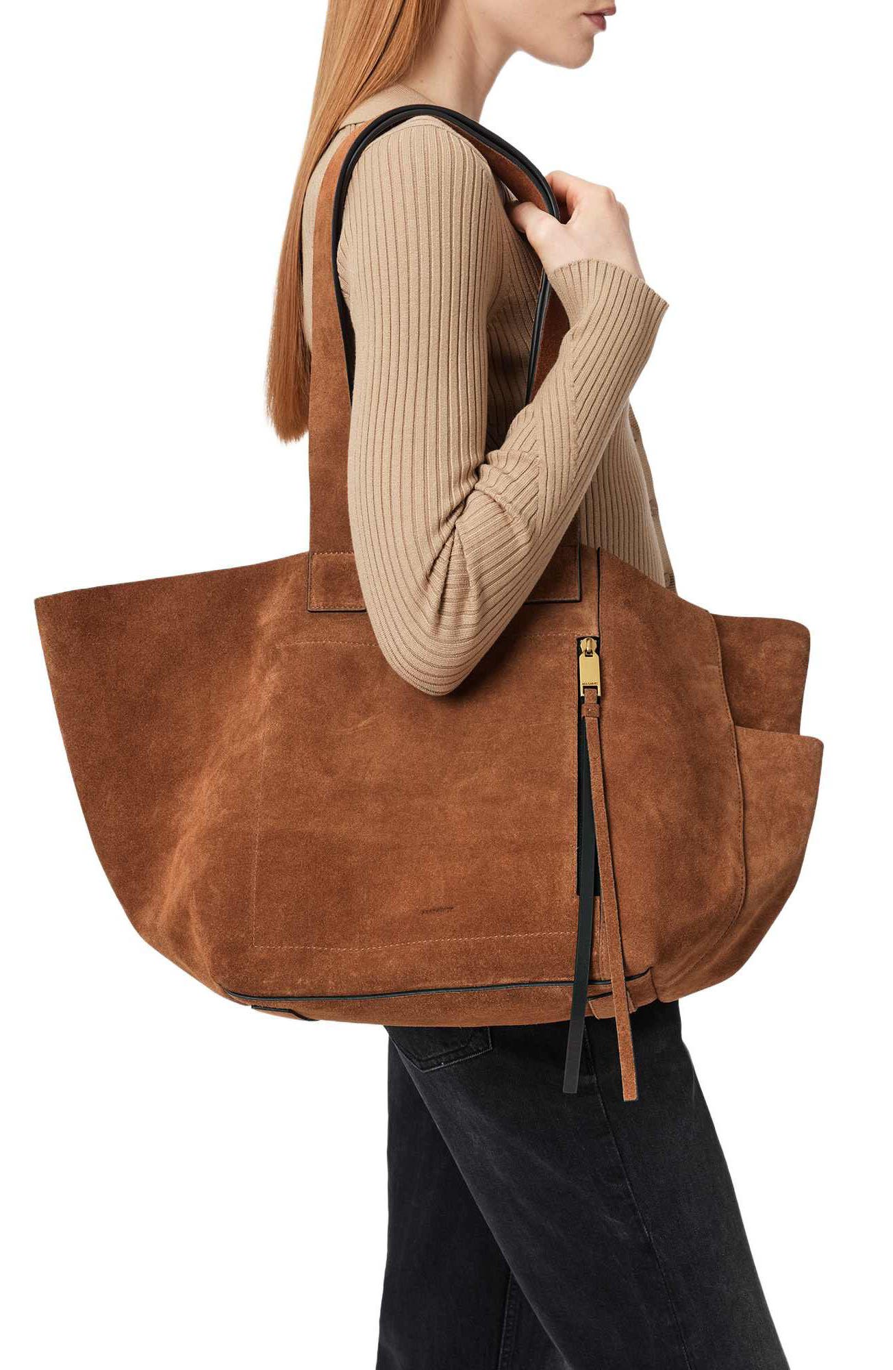 Alba Suede East/West Tote, Alternate, color, COGNAC BROWN