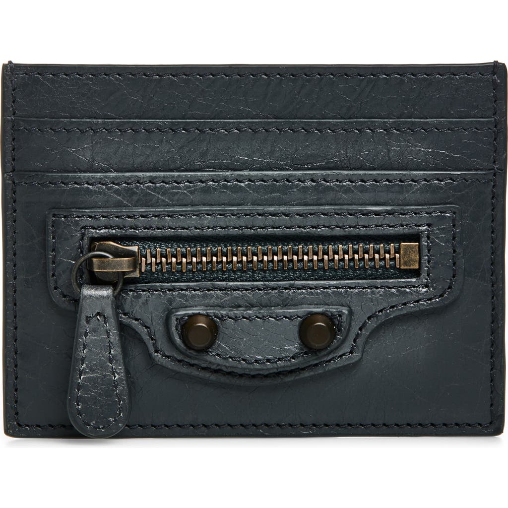 Balenciaga Le City Crackled Leather Card Case In Brown