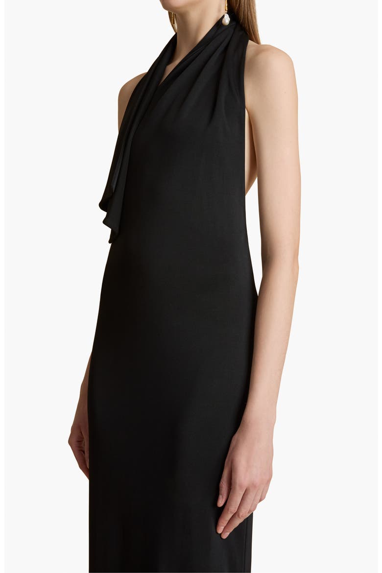 Roza Scarf Detail Jersey Gown, Alternate, color, BLACK