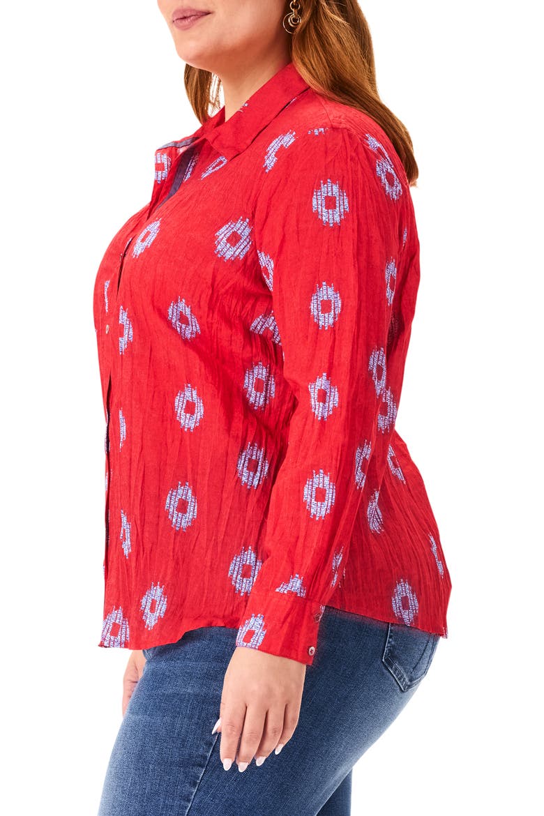 Medallion Crinkle Shirt, Alternate, color, ORANGE MULTI