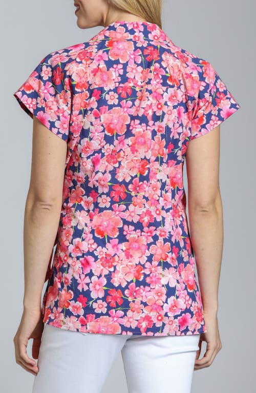 Apny Floral Side Tie Cotton Button-up Shirt In Multi