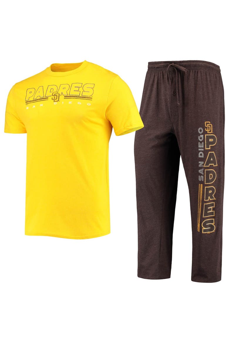 Men's Concepts Sport Brown/Gold San Diego Padres Meter T-Shirt and Pants Sleep Set, Alternate, color, Brown