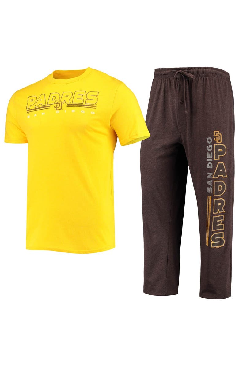 CONCEPTS SPORT Men's Concepts Sport Brown/Gold San Diego Padres Meter T-Shirt and Pants Sleep Set, Alternate, color,