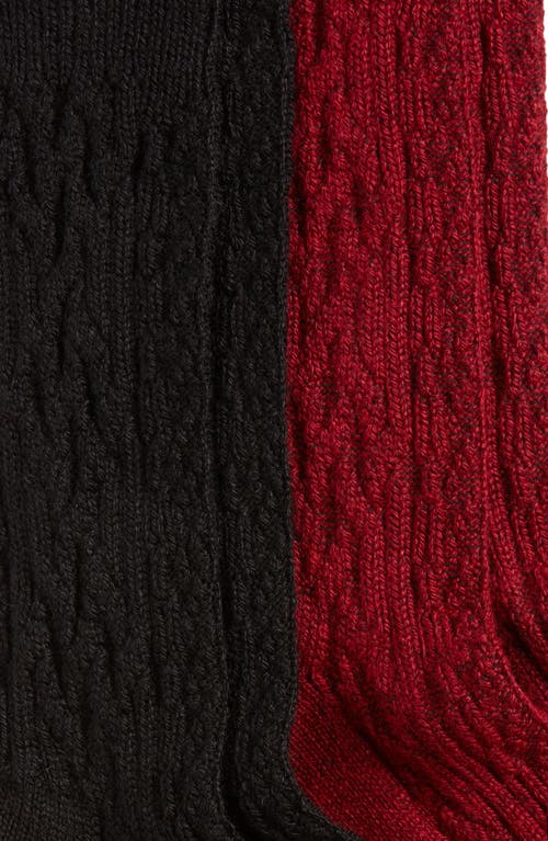 Hue Assorted 2-pack Cable Crew Socks In Multi