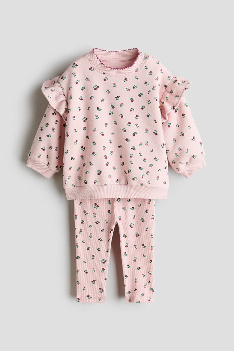 2-piece Sweatshirt And Leggings Set, Main, color, Light pink/floral