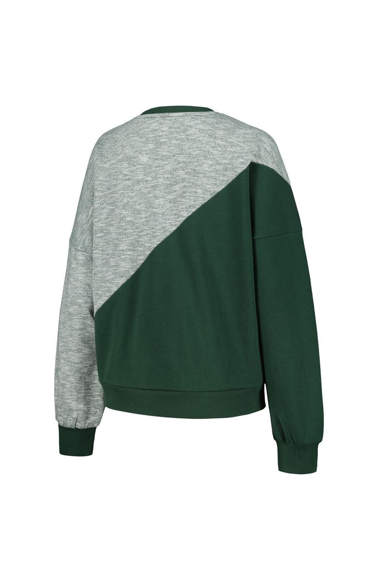 G-III 4HER BY CARL BANKS Women's G-III 4Her by Carl Banks Hunter Green Milwaukee Bucks Benches Split Pullover Sweatshirt, Alternate, color, Hunter Green