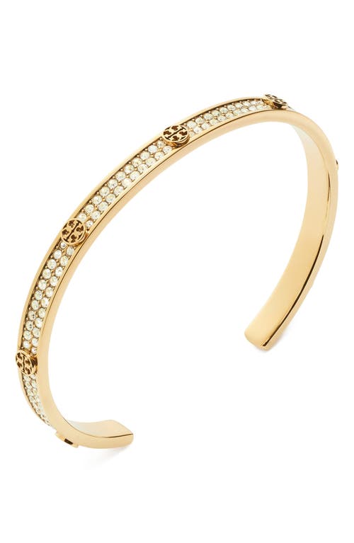 Tory Burch Miller Pavé Slim Cuff Bracelet In Gold
