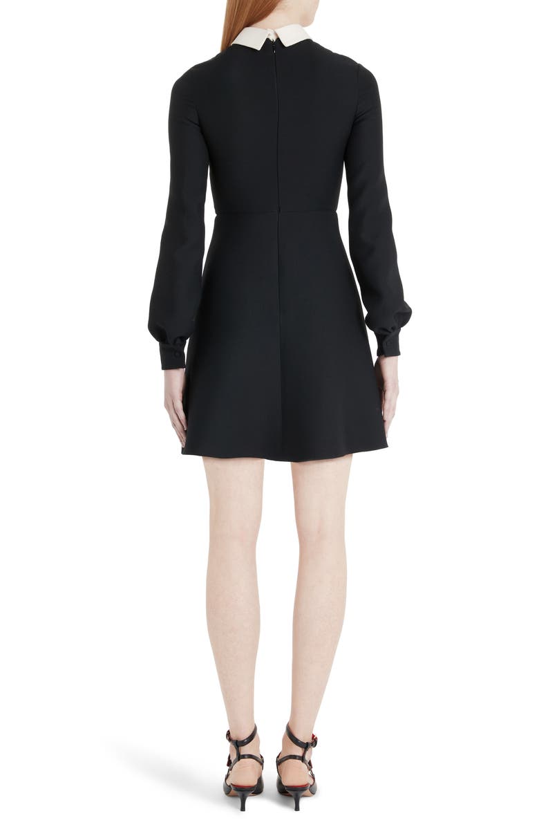 Valentino Butterfly Embroidered Long Sleeve Contrast Bib Minidress, Alternate, color,