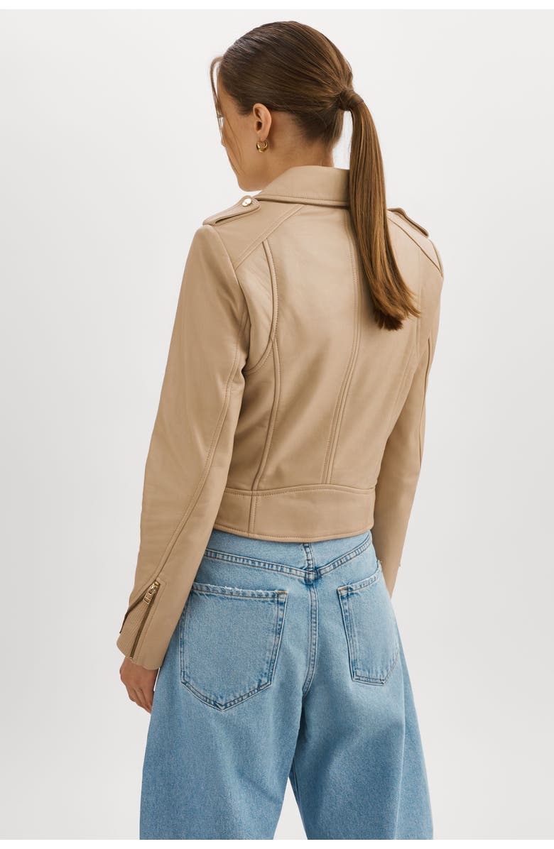 LAMARQUE DONNA GOLD | Iconic Leather Biker Jacket, Alternate, color, Wheat