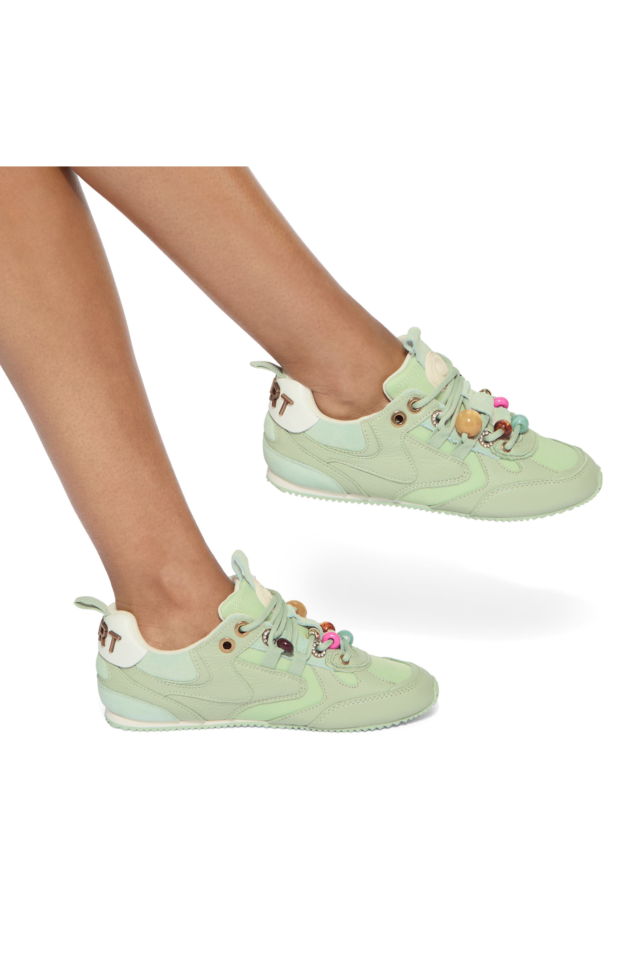 Kurt Geiger London Kurt Bead Slim Runner Sneaker, Alternate, color, Light/ Pastel Green