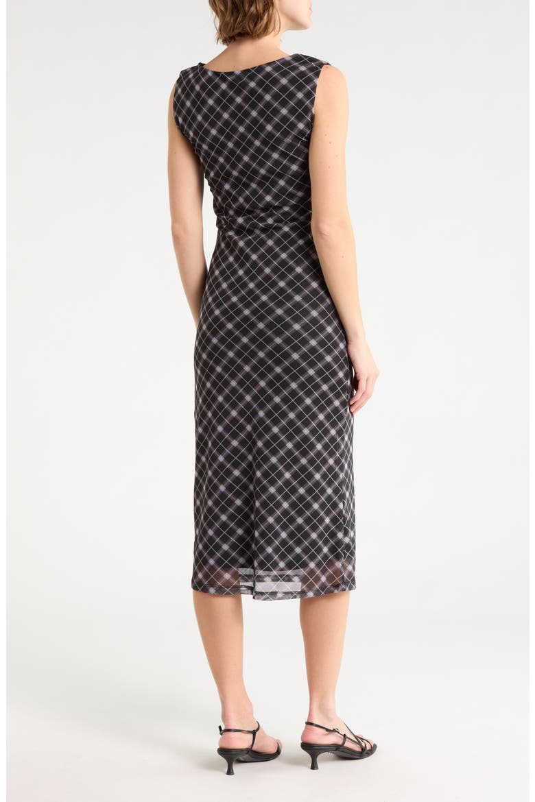 Plaid Mesh Column Midi Dress, Alternate, color, BLACK COMBO