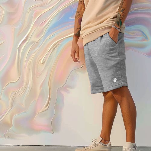Dalix Mens Ghost Relaxed Fleece Sweat Elastic Shorts In Athletic Heather