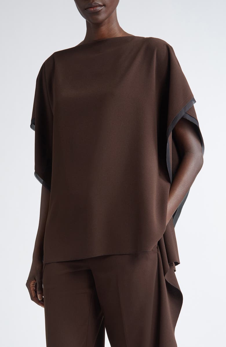 Jason Wu Collection Organza Trim Asymmetric Crepe Top, Main, color, Bark