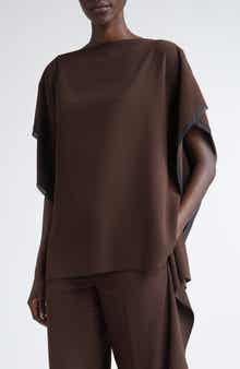 Jason Wu Collection Organza Trim Asymmetric Crepe Top