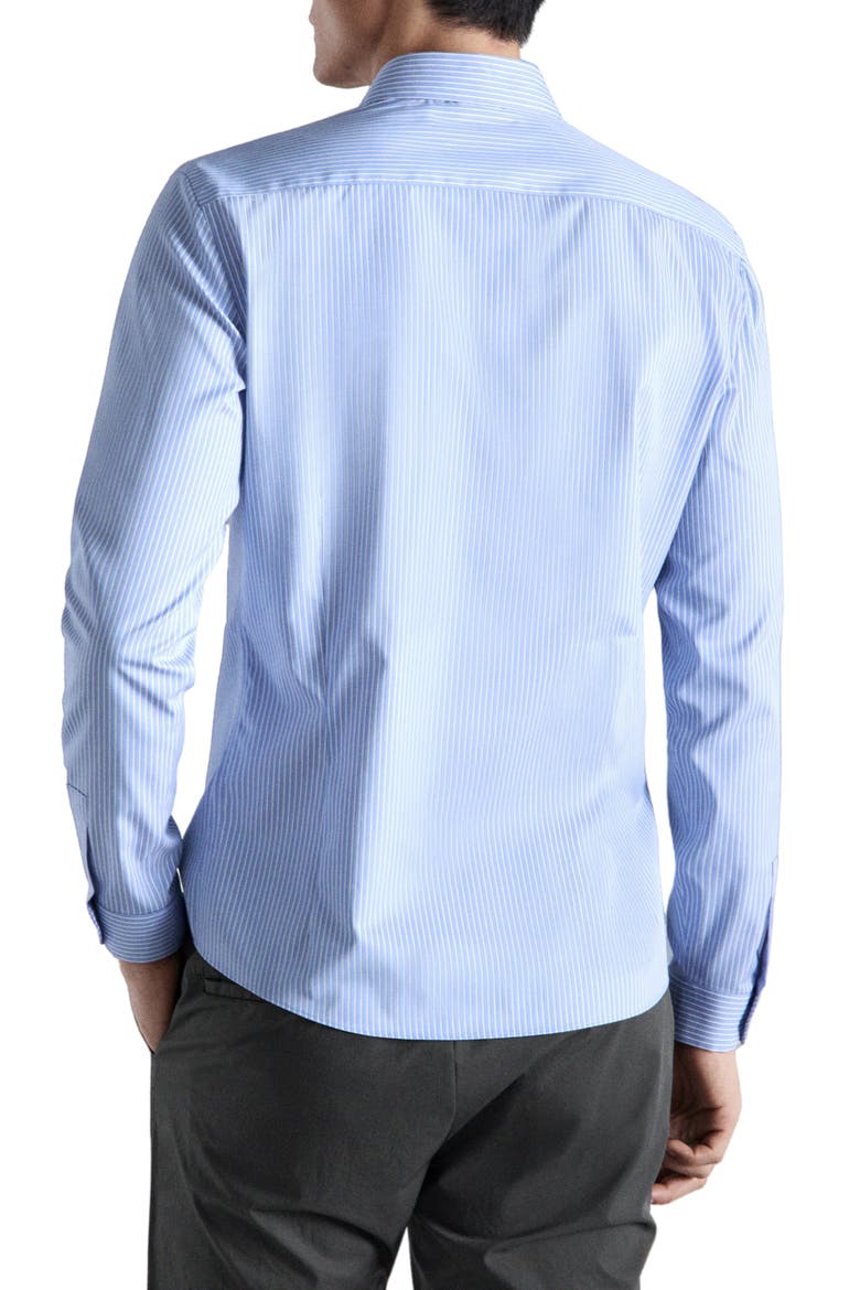 Slim Fit Non-Iron Stripe Button-Up Shirt, Alternate, color, SKY BLUE