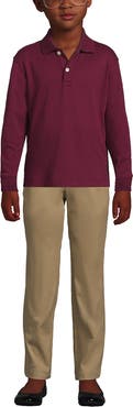 Lands' End School Uniform Kids Long Sleeve Interlock Polo Shirt