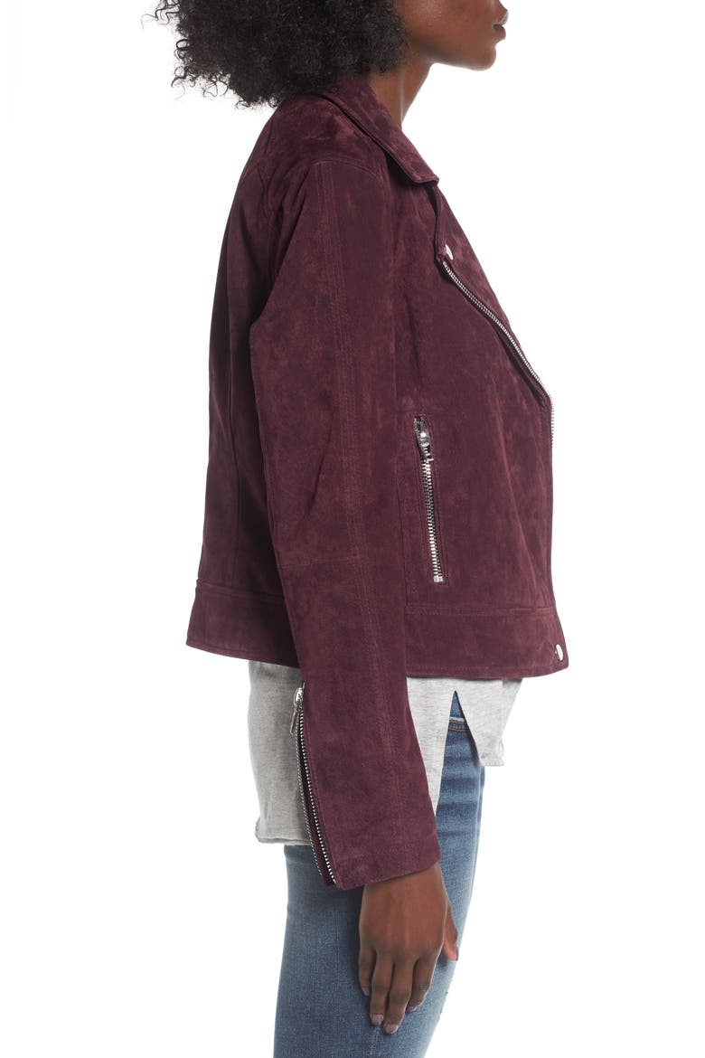 Suede Moto Jacket, Alternate, color, BURGUNDY