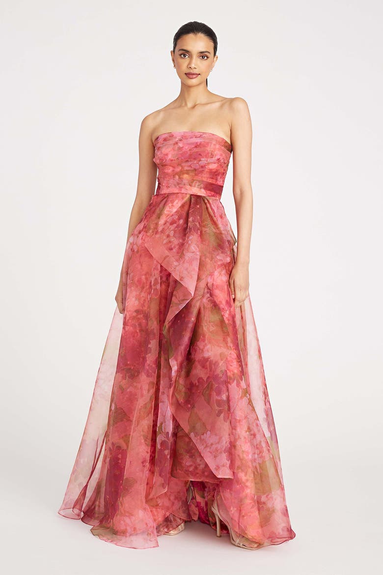 Fahreta Strapless Organza Gown, Main, color, Printed Wisteria