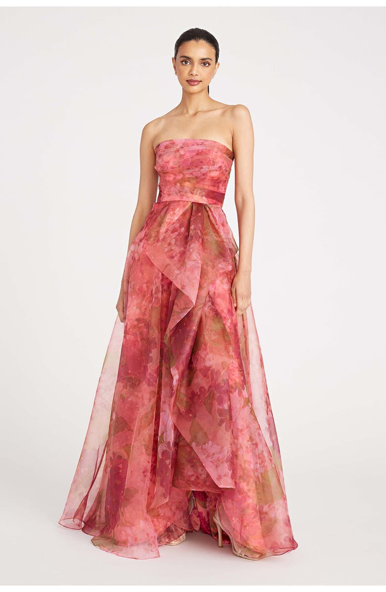 Theia Fahreta Strapless Organza Gown, Main, color, Printed Wisteria