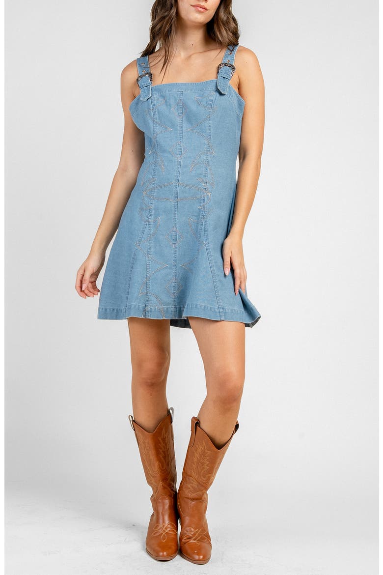 Short Denim Dress, Main, color, LIGHT DENIM