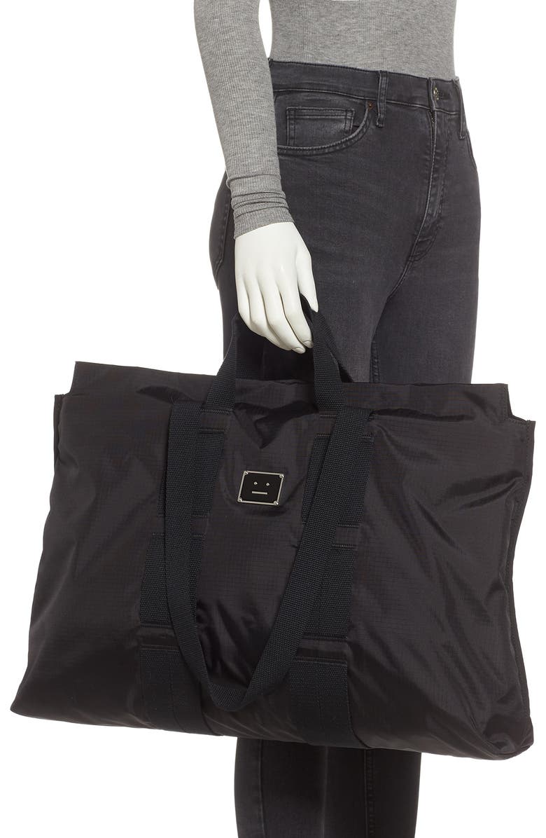 Acne Studios Arvid Face Plaque Zip Tote, Alternate, color,