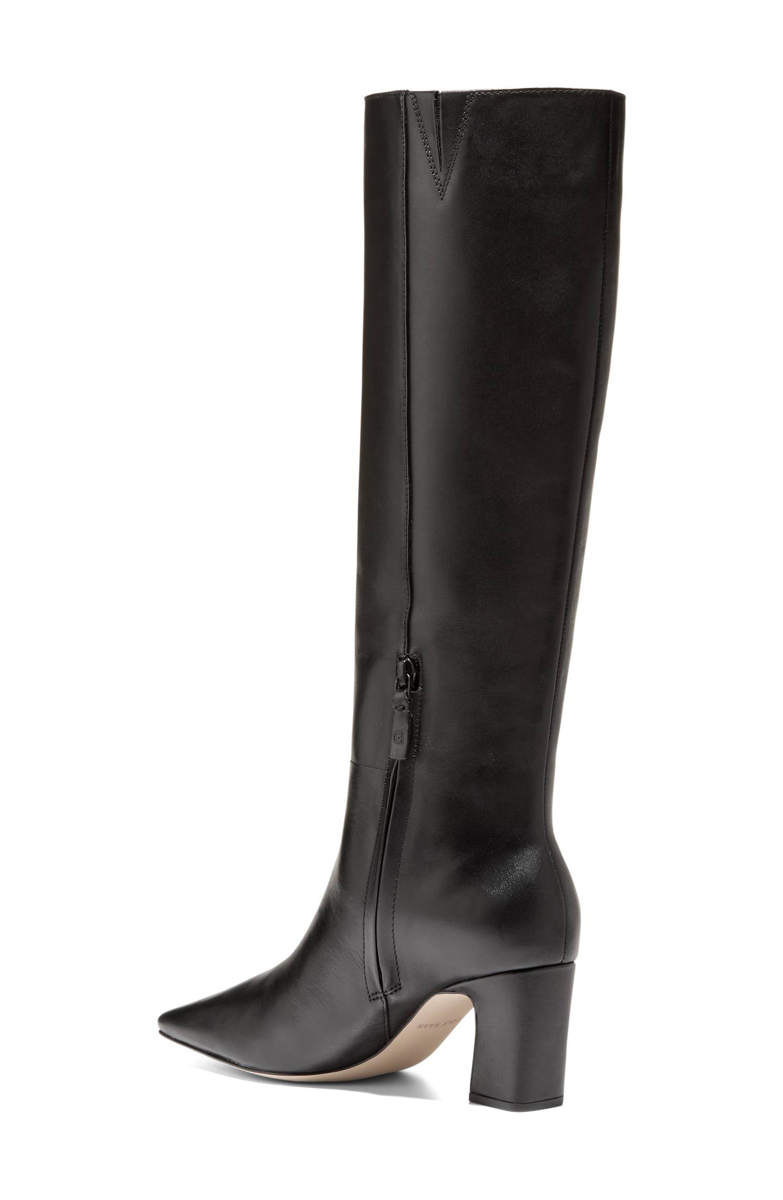 Blanche Snip Toe Knee High Boots, Alternate, color, BLACK LEATHER