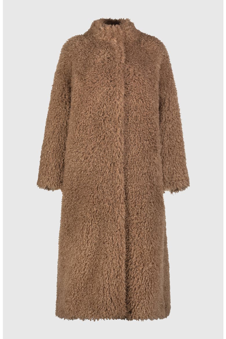 Fur-Free Cashmere Goat (Faux Fur) Coat, Alternate, color, TAUPE