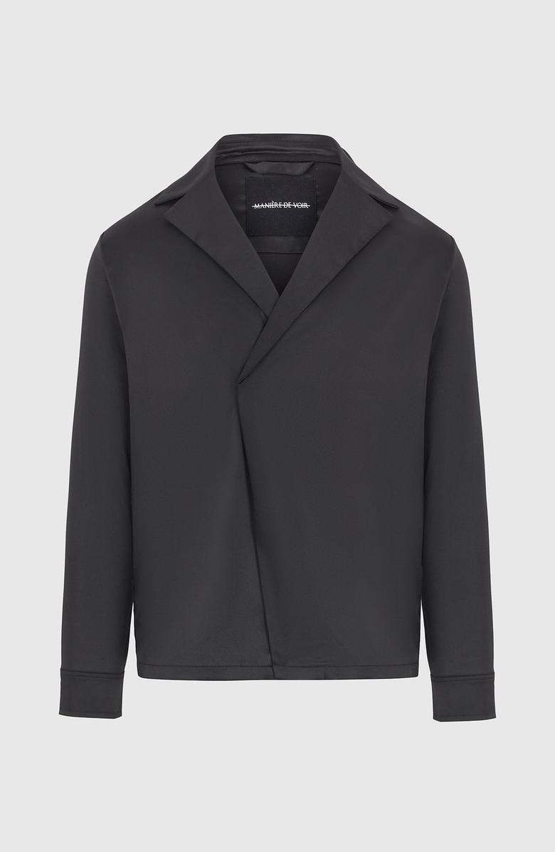 Manière De Voir Alban Satin Double Breasted Shirt, Main, color, Black