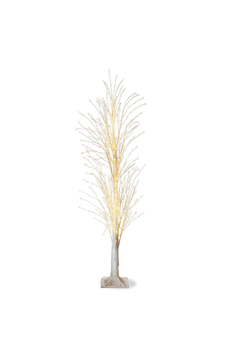 5Ft Twinkle LED White Pine Tree Artificial Holiday Decor, Main, color, White