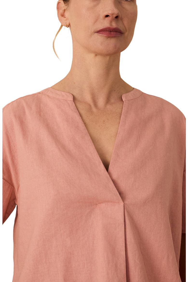 Short Sleeve V-Neck Dipped Hem Blouse, Alternate, color, Desert Rose