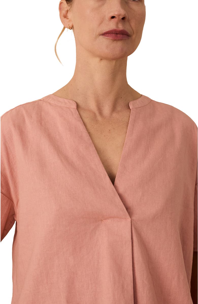 Celtic & Co. Short Sleeve V-Neck Dipped Hem Blouse, Alternate, color, Desert Rose
