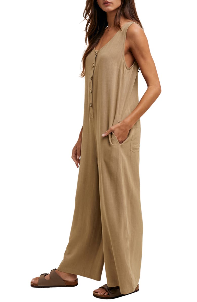 WISHLIST Button Front Sleeveless Jumpsuit, Alternate, color, Mocha